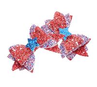 Angoily 1 Pair Lightweight Fake Leather Hair Clips for Women and Featuring Star and Bow Shapes, for Holiday and Party Use, Instant Festive Boost for Independence Day and 4th of July