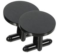 Angoily 1 Pair round Stainless Steel Cufflinks for Men Delicate Style Easy to Use Highlight Suit Or Shirt's Look Black Anniversary Birthday Accessory