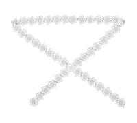 Angoily 1 Roll Pearl Bead Embroidery Fabric Applique Embroidered Flower Lace Ribbon Trim White Mesh Organza Smooth Lace Edge 3D Floral Embellishments Elegant Refined Wedding Dress