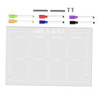 Angoily 1 Set Acrylic Memo Board Transparent Dry Erase Desktop Planner with Advertising Pins and Whiteboard Markers for Office School and Home Use