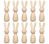 Angoily 10 Pcs Unfinished Wooden Peg Dolls - 9cm Rabbit Shape Wooden Bunny for DIY Painting Crafts - Blank Natural Wood Figures for Easter Decoration Kids Art Projects and Nursery Decor
