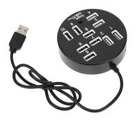 Angoily 10-port USB Hub USB Adapter Abs Material Persistent Power Supply Stable Operation Black for Laptop