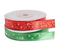 Angoily 10 Rolls Christmas Ribbon with Candy Cane Cartoon Pattern Decorative Packing Ribbon for DIY Crafts and Wrapping Easy-Cut Neat Edges Green and Red Colors for Festive Xmas Decoration