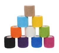 Angoily 10 Rolls Pet Injury Body Wrap Sports Breathable High Elasticity Tearable by Hand Lightweight Polyester Tape for Bandaging Skin and Pets Random Color