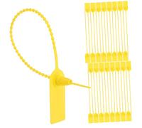 Angoily 100 Pcs Plastic Security Tags Cable Tie Labels Tamper Proof One-time Use Yellow Waterproof Fastener Cable Ties for Bags Toolbox Shipping and Transport