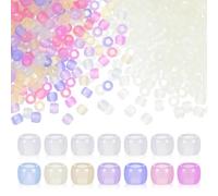 Angoily 1000Pcs UV Reactive Plastic Beads - 6x8mm Transparent to Colorful Sunlight Changing Beads with Glow in The Dark Effect - 3.5mm Large Hole DIY Craft Jewelry Making and Science Project Supplies