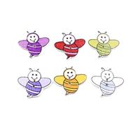 Angoily 100pcs Cartoon Little Bee Wooden Buttons DIY Wood Animal Sewing Fasteners for Craft Decoration for Scrapbooking and Knitting