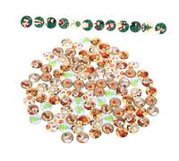 Angoily 100Pcs Christmas Gemstone Glass Patches Flat Back Cabochons Random Pattern Stickers for DIY Decoration Jewelry Making Home Decor