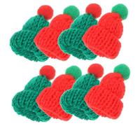 Angoily 100Pcs Christmas Mini Knitting Hats Small Woolen Yarn Doll Hats for DIY Crafts Home Decor Photo Props Reusable Tiny Knit Caps with Pom Poms Holiday Accessories for Xmas Decorations