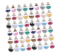 Angoily 100Pcs Decorative Glass Ball Charms with Shining Stars for DIY Jewelry Making Sequined Pendants for Necklaces Bracelets and Mobile Accessories for All