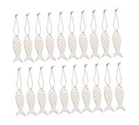 Angoily 100pcs Handmade Fish-shaped Wood Chips Labels Fish Cutouts Unfinished Wood Rustic Coastal Hanging Rustic Nautical Ornament Cutouts Decor Beige
