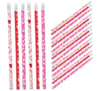 Angoily 100Pcs Hb Wood Pencils with Heart Pattern and Eraser Tips Multi Function Writing and Sketching Pencils for Students and Artists Non Fading Valentines Day Gift