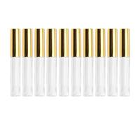 Angoily 10pcs 10ml Empty Lip Gloss Tubes Plastic Circular Lipstick Containers DIY Refillable Bottles with Golden Electroplated Caps for Women Portable Makeup and Travel Use