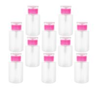 Angoily 10Pcs 150Ml Manicure Press Pump Bottles for Nail Remover, Portable Empty Pump Dispenser Bottles with Squeeze Press, Pink Travel Makeup Remover Containers