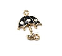 Angoily 10pcs Black Alloy Umbrella-shaped DIY Key Chain Pendants Craft Charms for Necklace Bracelet Accessories Creative