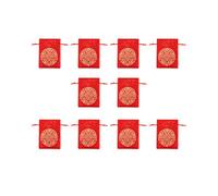 Angoily 10pcs Chinese Style Satin Bag Drawstring Pouches Comfortable Jewelry Storage Bags Beautiful Red Tapestry Satin Protect Objects Wedding Favor