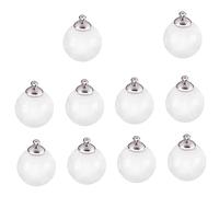 Angoily 10pcs Diy Ball Charms Christmas Baubles for Jewelry Making Mini Glass Ornaments Silver Cap Set