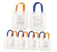Angoily 10Pcs DIY Graffiti Tote Bags for Reusable Non Woven Coloring Goodie Bags Whale Deer Bird Sunflower Designs for Party Favors and Creative Fun