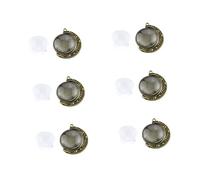 Angoily 10pcs DIY Round Moon-shaped Bronze Alloy Double-sided Rotating Pendants with Glass Domes for Handmade Necklace Jewelry Crafting