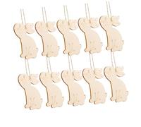 Angoily 10PCS Easter Wooden Ornaments Sitting Rabbit Shape Hanging Wooden Pieces for Crafts DIY Decorative Bunny Slices with Eco Friendly and Hemp Rope for Art Projects and Party
