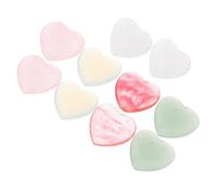 Angoily 10Pcs Heart Shaped Crystal Ornaments Hole Stones for Home Decor Unique Desktop Decoration for Bedroom Office and Includes Rose Quartz Watermelon and Green Agate