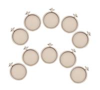 Angoily 10pcs Mini Adjustable Wooden Embroidery Hoops Small Round Cross Stitch Rings for DIY Pendant Necklace Craft Sewing Art Portable Lightweight Beige