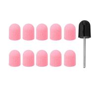 Angoily 10pcs Pink Manicure Sanding Caps 80# Grinding Head Nail Drill Bit Cap Nail Art Tool Kit for Dead Skin Removal and Polisher