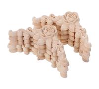 Angoily 10pcs Solid Wood Decorative Appliques Carved Rose Corner Onlay for Furniture Doors Cabinets Beds Wardrobes Unpainted DIY Home Wall Decoration