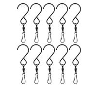 Angoily 10pcs Stainless Steel 360° Swivel Clip Hanging Hooks for Wind Socks and Party Copper Wire Lights, Stylish Black Hooks for Outdoor Camping and Garden Use