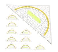 Angoily 10pcs Transparent Plastic Triangle Ruler Set with Handle Multifunctional Drafting Geometry Kit for Students Engineers Classroom Use Lightweight Measuring Tools