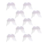 Angoily 10pcs White Plume Hanging Wing Ornaments Christmas Tree Pendants Decorative Angels Wings Pendants for Christmas Party Shelves and Car Decorations