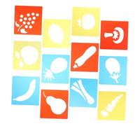 Angoily 12 Pcs Drawing Stencils Safe Plastic Shape Templates for Washable Fruits Vegetables Design for Early Learning and Creative Activities