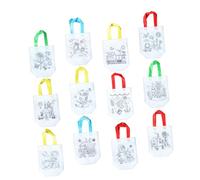 Angoily 12 Pcs Foldable Nonwoven DIY Painting Bags with Multi-Pattern Print Lightweight Reusable Art Craft Storage Pouch for Creativity Portable Outdoor Walking Tote for Home and