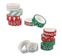 Angoily 12 Rolls Christmas Washi Tape Each Decorative Japanese DIY Adhesive Tape with Festive Patterns for Crafting Scrapbooking Gift Wrapping Calendar Marking and Packaging