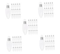 Angoily 120 pcs Clear Pet Candy Bottles Bulb Shape Christmas Candy Boxes with Silver Hook Cap for DIY Decorations and Holiday Party Favors
