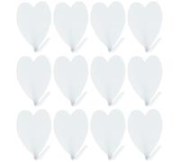 Angoily 12PCS Adhesive Heart Hooks, Stainless Steel Sticky Hanger Hooks, Wall Mounted Towel Coat Hooks for Key Hat Purse (White)