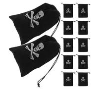Angoily 12pcs Black Halloween Drawstring Bags Made of Sturdy Polyester, Sufficient Quantity for Birthday Party or On-the-go Use, Easy Portability Pirate Themed Favor Pouches