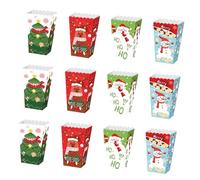 Angoily 12pcs Christmas Pattern Popcorn Boxes Festive Storage Boxes Candy for Presents Packing Stylish Storage for Christmas Decoration