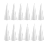 Angoily 12pcs Christmas Tree Forms: White Foam Cone Shapes - Polystyrene Craft Cones for DIY Projects Mini Xmas Trees Making Holiday Floral Arrangements 9.63X3.73in