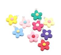 Angoily 12Pcs Colorful Polymer Clay Flower Pendants with Hanging Hole DIY Jewelry Accessories for Necklaces Bracelets and Mobile Phone Decoration Fun Mixed Color Flower Design
