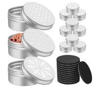 Angoily 12Pcs Dog Training Scent Tins Magnetic Nose Work Boxes Kit 6.8cm | 12 metal scent containers with 3 mesh lid patterns and soft magnetic backing tabs for professional puppy nose work training