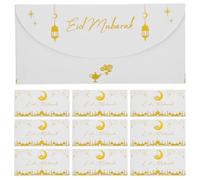 Angoily 12pcs Eid Mubarak Money Envelopes Eid Card Envelope 7x3.5 Paper with Festive Prints Crescent Moons Stars Smooth Feel Portable for Holiday Celebrations