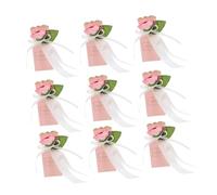 Angoily 12pcs Flower Ribbon Candy Favor Boxes for Wedding Anniversary Birthday Party Supplies Fade Resistant Decorative Goodie Boxes Multipurpose Treat Storage with Vibrant Pink Design