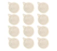 Angoily 12pcs Handmade Hollowed Wooden Cross Stitch Chips for Christmas DIY Embroidery Ornaments Lightweight Round Wood Plaques with Intricate Carved Designs Reusable Holiday Pendant