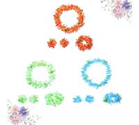 Angoily 12PCS Hawaii Wreath Set Floral Headband Neck Ring Wristbands for Parties Festivals Weddings Blue Red Green Vibrant Realistic Flower Accessories for Tropical Events