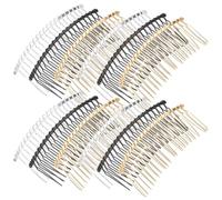 Angoily 12pcs Metal Side Hair Combs 7.5x3.5cm with 20 Teeth Matte Black Gold Silver Hair Fork Stick Pins for Vintage French Twist, DIY Bun Holder Accessories for Women