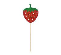 Angoily 12pcs Strawberry Pattern Cake Picks with Glitter Design Cloth Material Easy to Pick Cakes Practical for DIY Decoration and Party Use