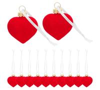 Angoily 12pcs Valentine S Day Heart-shaped Flocked Hanging Ornaments with Strings Romantic Pendant Decorations for Party Home Anniversaries Easy to Hang Windows and Doors