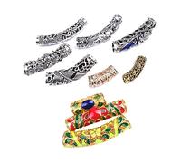 Angoily 14PCS DIY Jewelry Bending Tube Accessories Retro Hollow out Beads for Craft Making Mixed Color String Beads for Bracelets Necklaces Decorative Rings