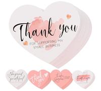 Angoily 150pcs Heart Shaped Pink Thank You Cards Bulk Decorative Wedding Thank Card with Copperplate Paper for Party Favors and Festival Tags